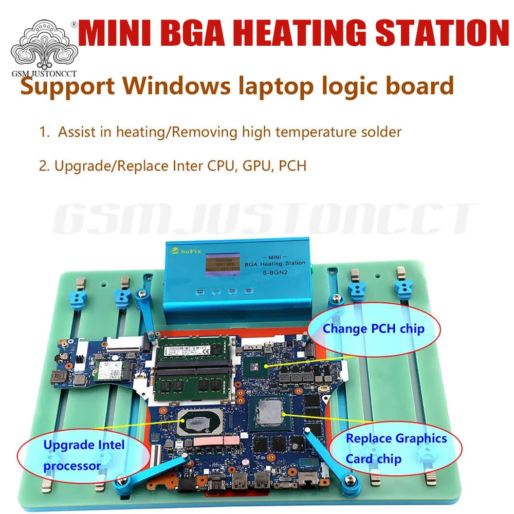 SoFix S-BGN2 Mini BGA Heating Station For Macbook T2 PCH GPU CPU Glue Removal Logic Motherboard Heating Soldering Fix Repair