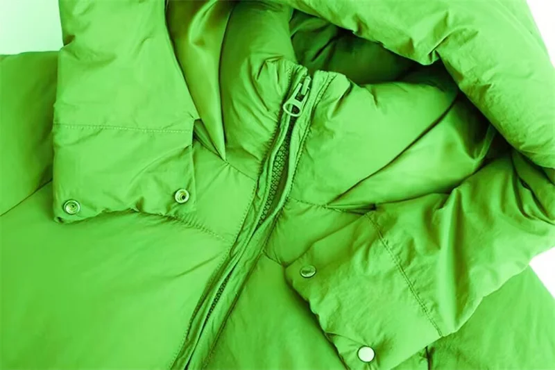 Women's Coat 2025 Winter New Style Green Long Sleeve Loose Hooded Simple Warm Cotton Jacket Casual Fashion Versatile