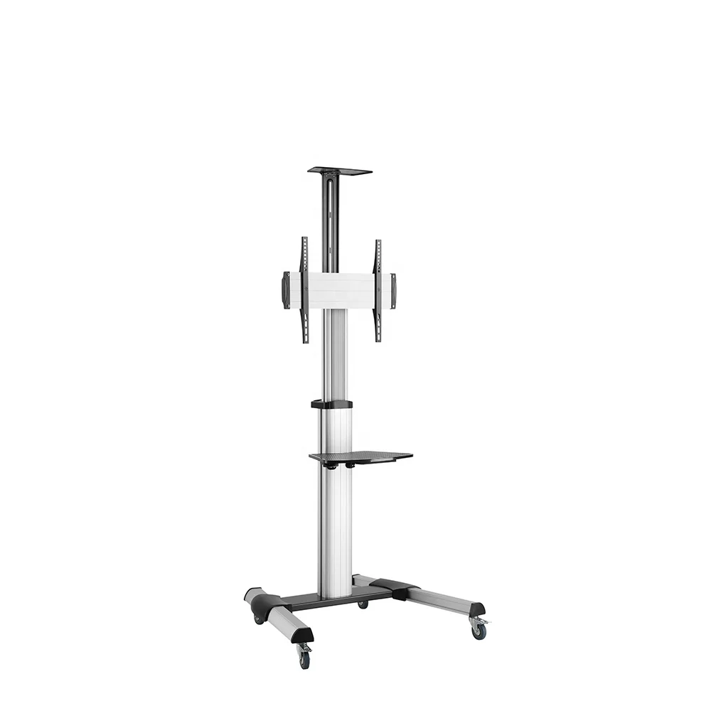 

Modern Design Crank Height Adjustable Aluminum Mobile TV Cart Rolling Stand