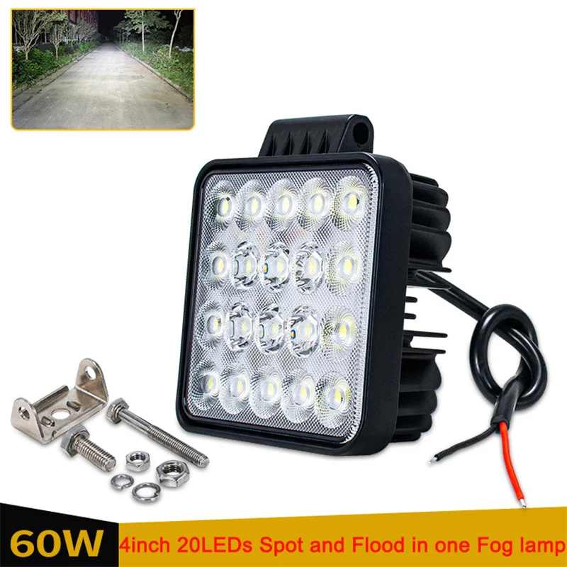 

Светодиодная противотуманная фара 60 Вт для автомобиля, гибридный световой поток (точечный/рассеянный), рабочая фара, водонепроницаемая, пылезащищенная, для внедорожников, грузовиков, бамперов, джипов, квадроциклов, морского транспорта