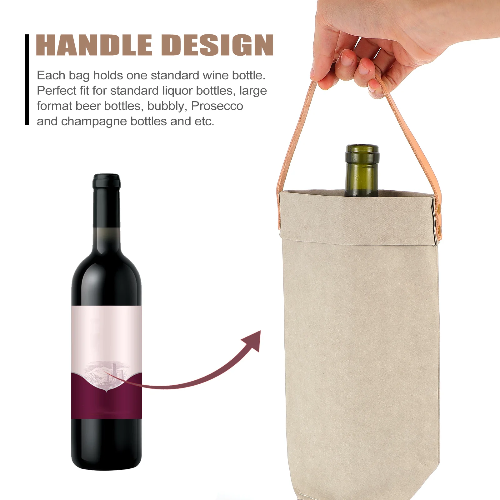 

1pc Wine Packaging Bags Kraft Paper Bottle Pouch For Red Wine Beer Liquor Gift Carry Bag Reusable Tote Bar Tools