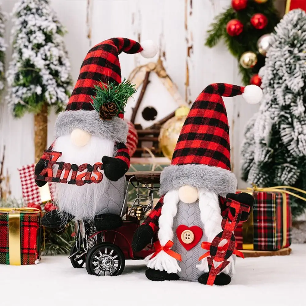 Toy Rudolf Gnome Plush Doll Elf Christmas Ornament Stuffed Doll Long-Beard Faceless Doll Xmas Decor