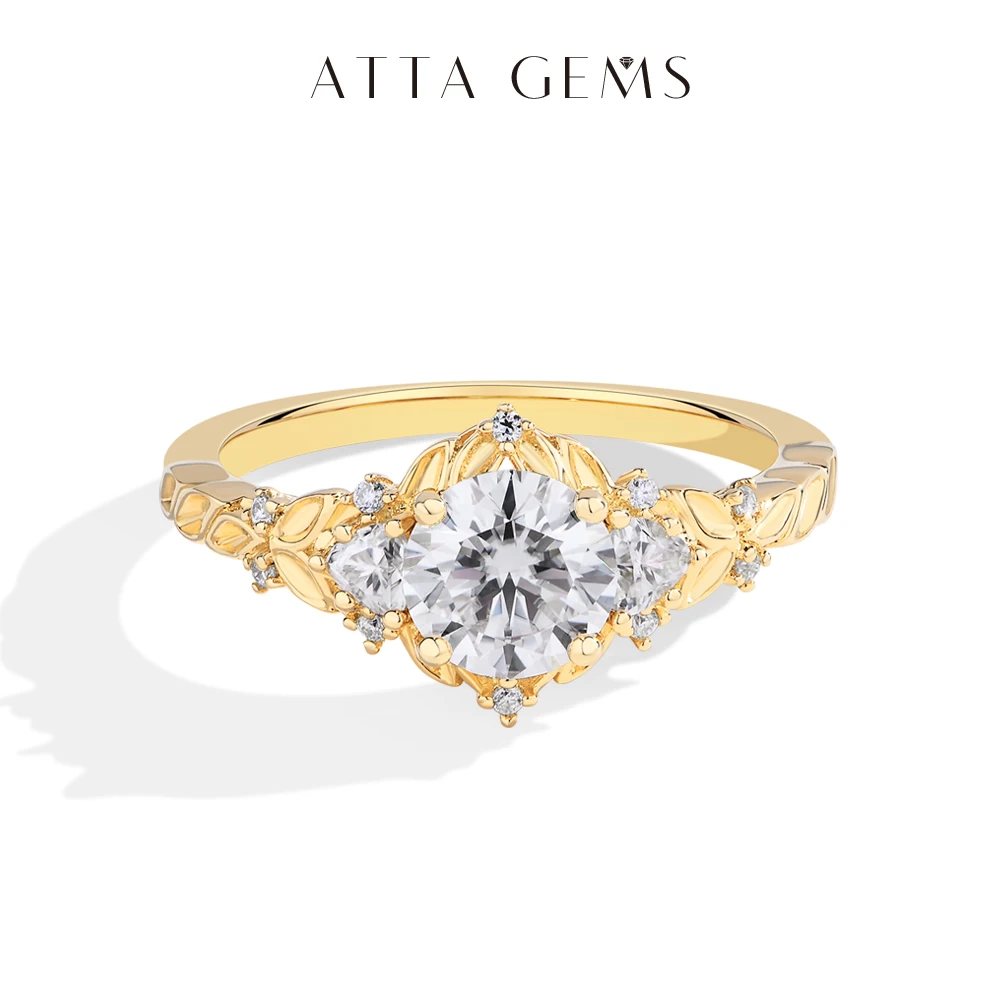 

ATTAGEMS 2025 Luxury Moissanite Ring 1CT D VVS1 Diamond Round Cut S925 Sterling Silver Engagement Wedding Jewelry for Women Gift