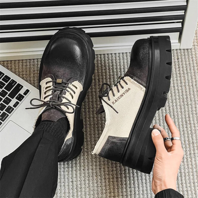 Square Toe Japan Korean Streetwear Brand Luxury Fashion Casual Leather Men Business Office Commute Wedding Dress Leather Shoes