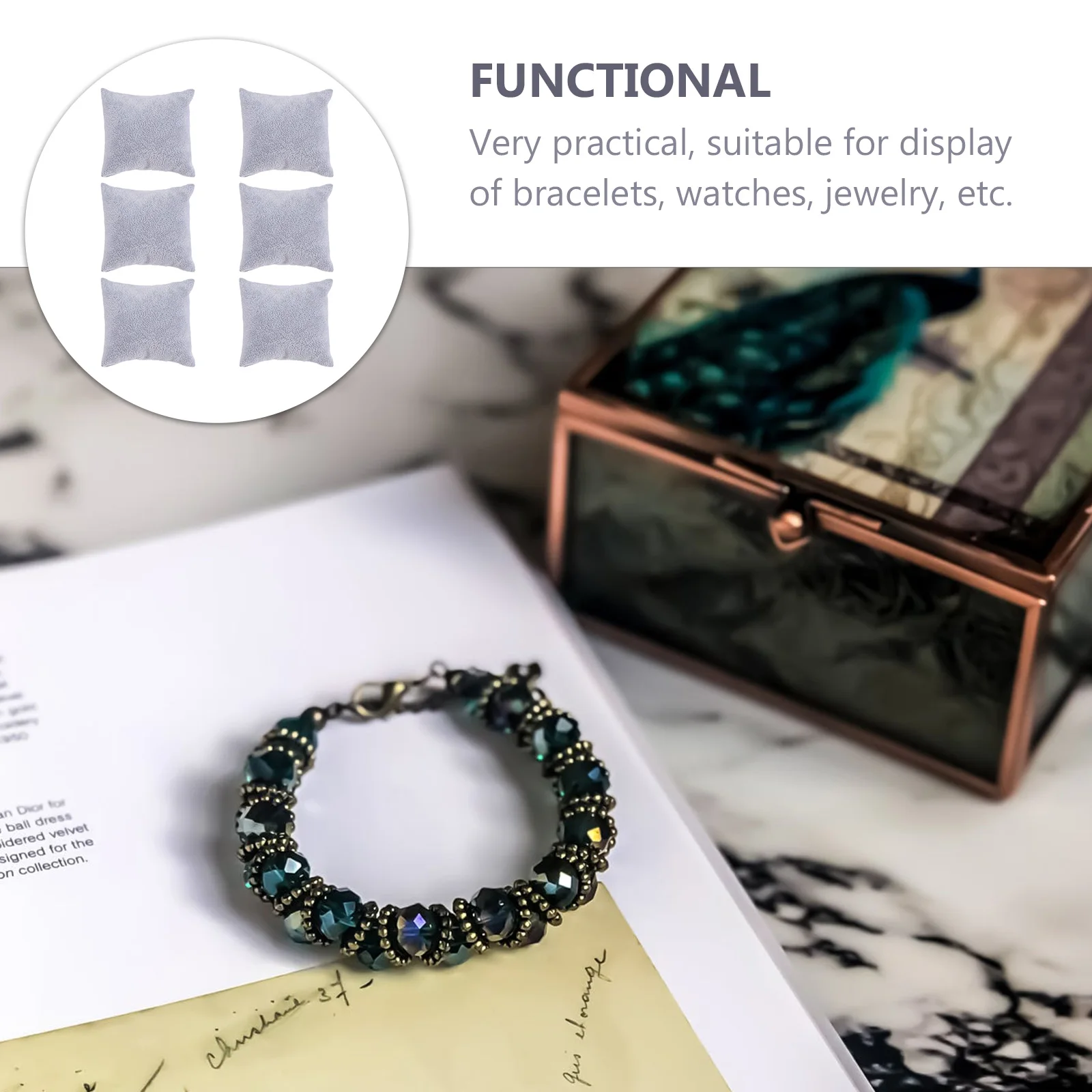 

6 Pcs Jewelry Display Pillow Soft Durable Bracelet Watch Organizer Chain Bangle Stand Home Decor DIY Party Accessories