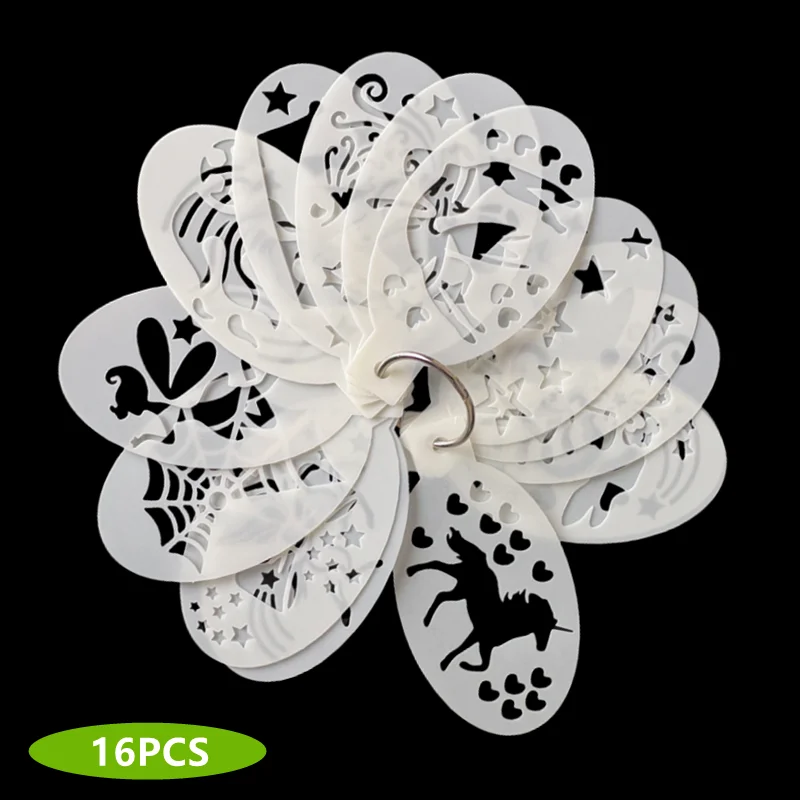 

16 Pcs Face Painting Templates Stencils Reusable, Children Art Paint Templates, DIY Drawing Stencils, Adult Party Makeup Tool