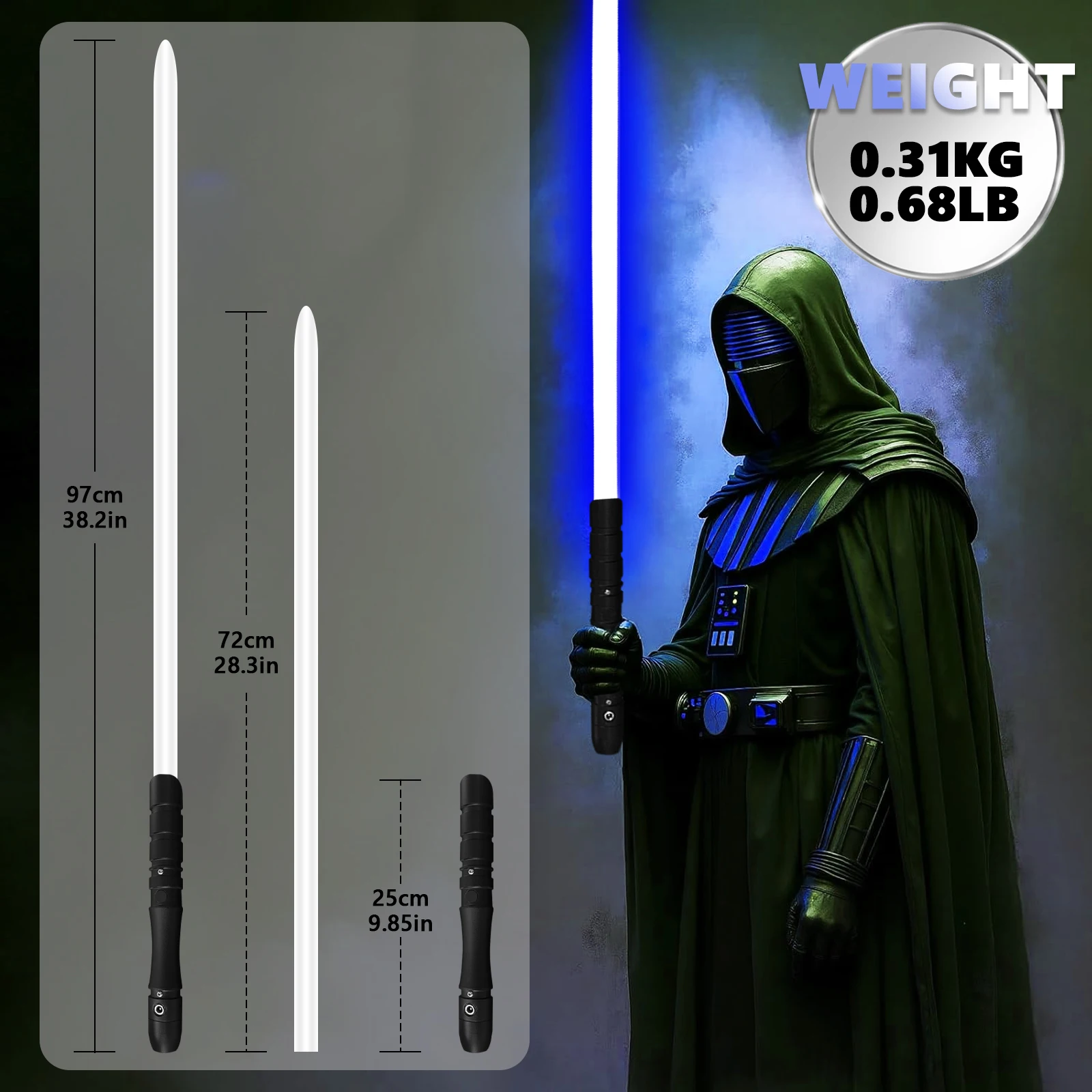 Dueling Lightsaber-97cm,16 RGB Colors,4 Modes&Sounds Light Saber,Metal Hilt, USB Charger, Birthday Gift for Kids Adults