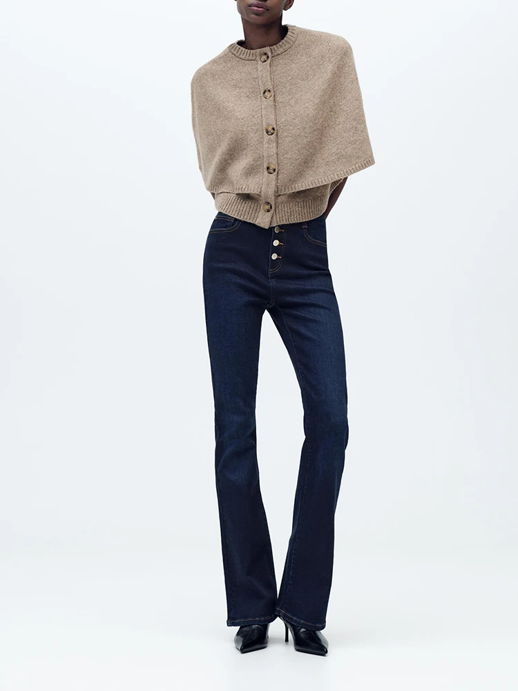 

Spring New Arrival Women's Faionable High Waist Bell Bot Jeans Versatile Slimming Long Pants 222 ZA2025