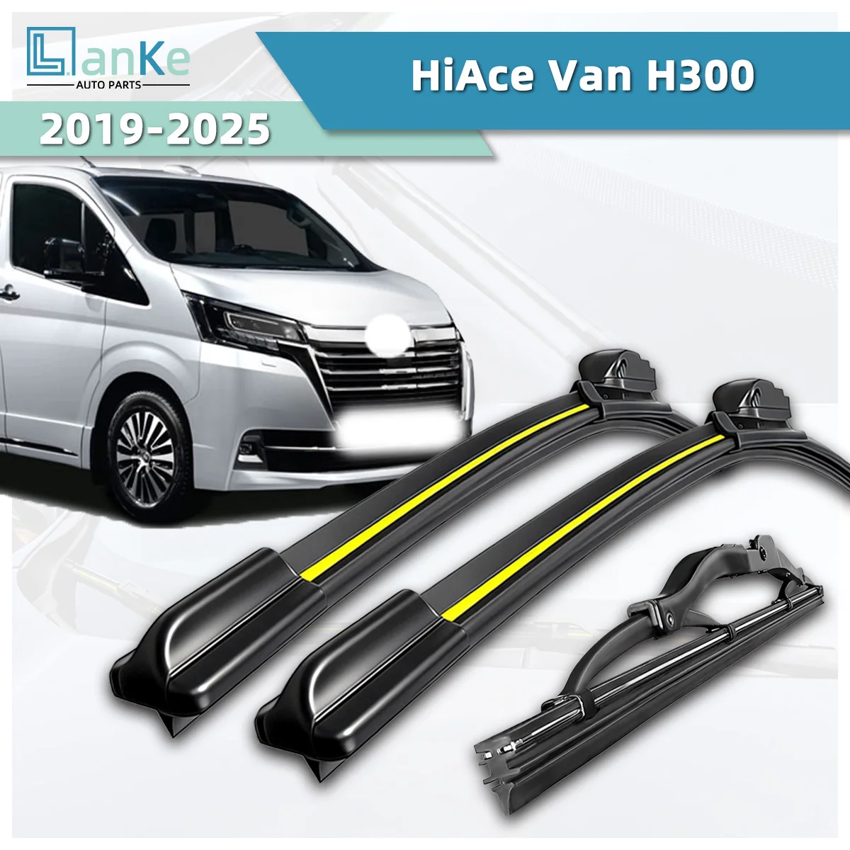 Lanke Wiper Fit For Toyota HiAce Van H300 (2019-2025) Natural Rubber Strip Boneless Silence Car Windshield Wiper Car Aaccessorie