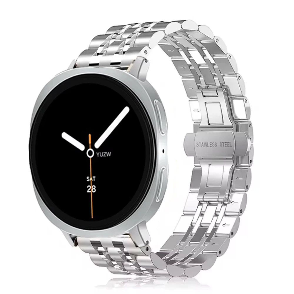 حزام من الفولاذ المقاوم للصدأ لساعة سامسونج جالاكسي الترا (2025) 47 ملم سوار معدني فاخر لساعة جالاكسي 8/8 كلاسيك 40/44/46 ملم