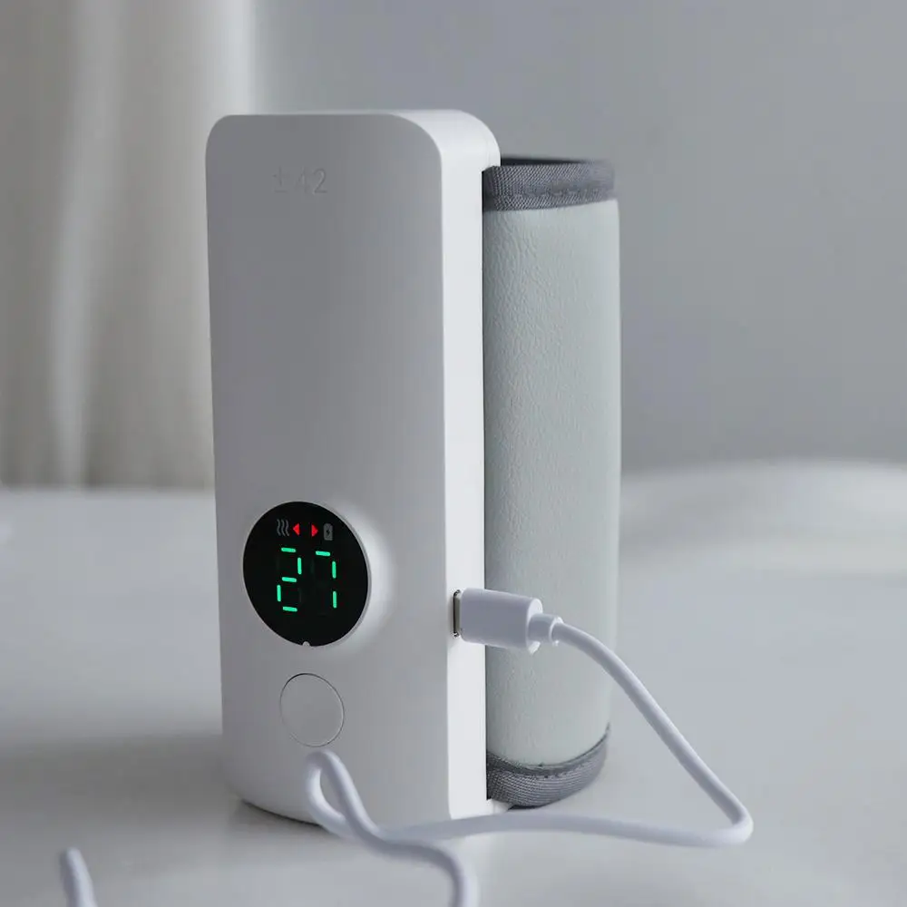 USB 충전식 아기 젖병 워머 6단계 온도 조절 우유 히터 온도 표시 기능이 있는 안전한 아기 젖병 히터