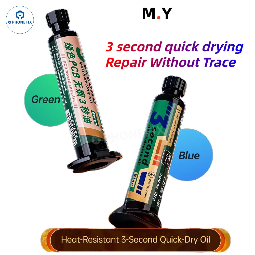 

YCS M.Y 3S UV Curing Green Blue Black Oil 10ML for Mobile Phones PCB Jump Wire Repair Quick-Drying 3-Second Curing Oil Tools