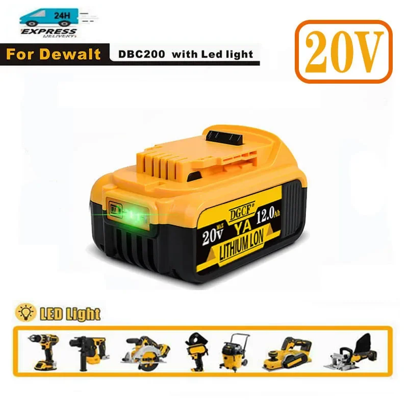 DCB200 20V 18v 12Ah Battery Compatible with dewalt power Tools 18V 12Ah rechargeable electric tool Lithium batteries 20V 18Volt