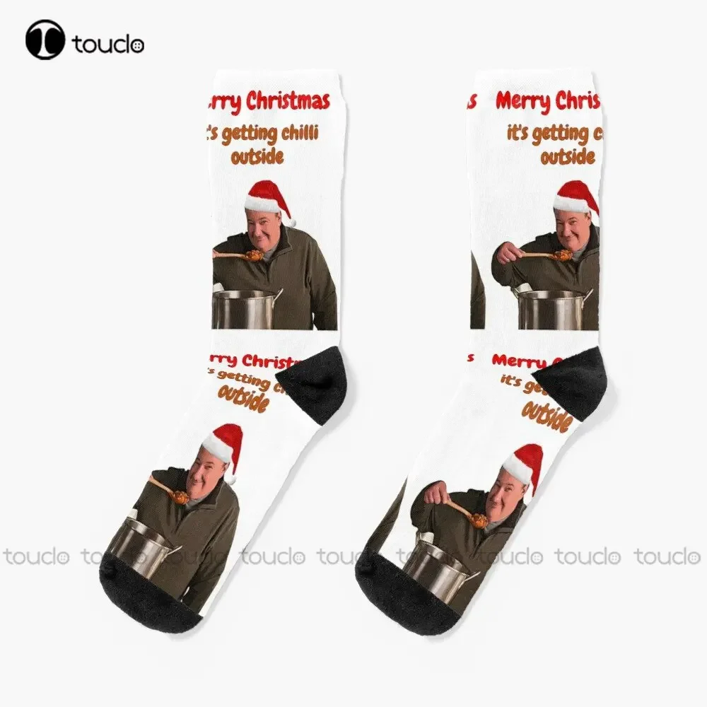 Kevin Malone The Office Christmas Kevins Famous Chilli Card And Gifts Willow Days Socks 360° Digital Print Custom Gift Cartoon