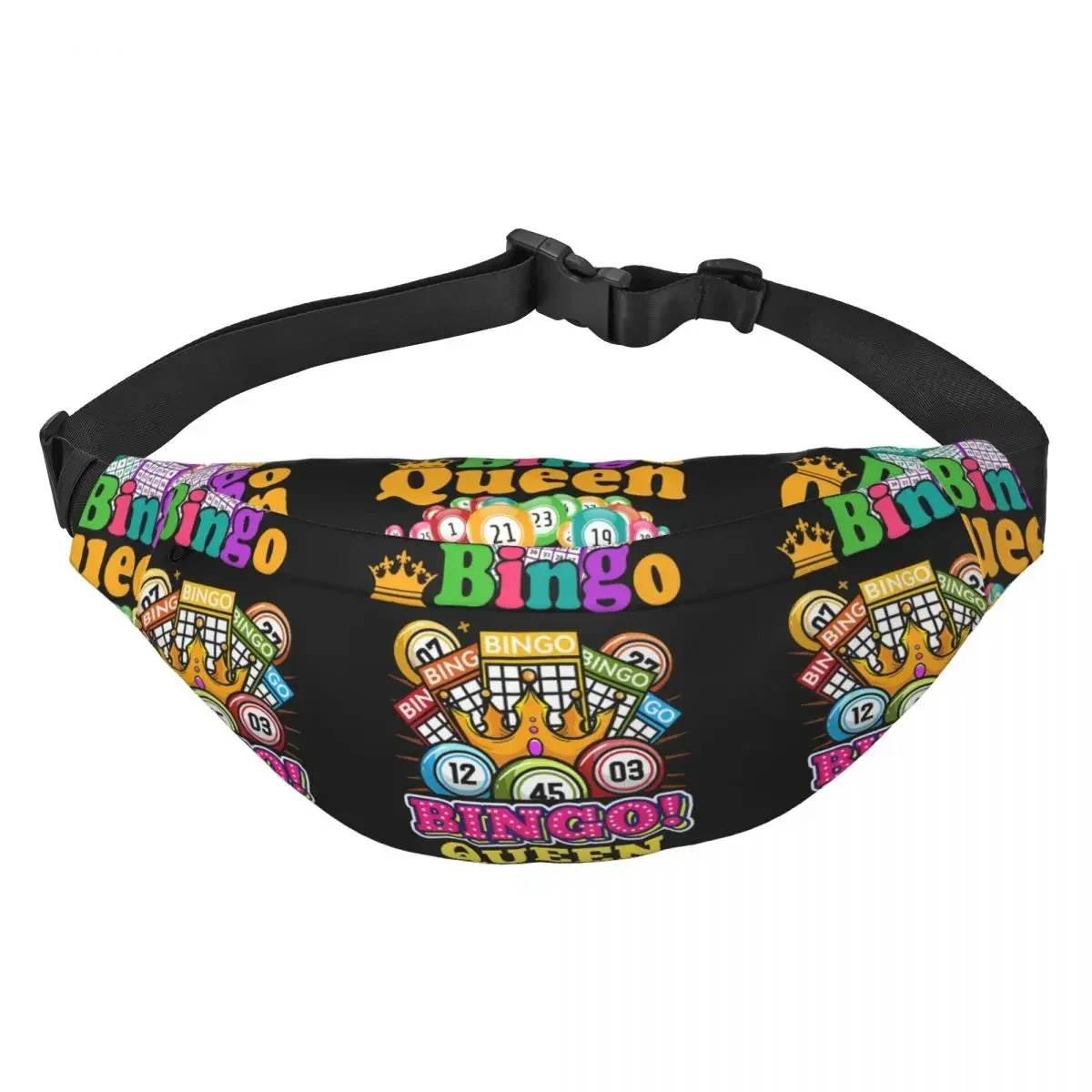 

Bingo Queen Fanny Pack Men Women Custom Best Play Bingo Sling Crossbody Waist Bag for Traveling Phone Money Pouch