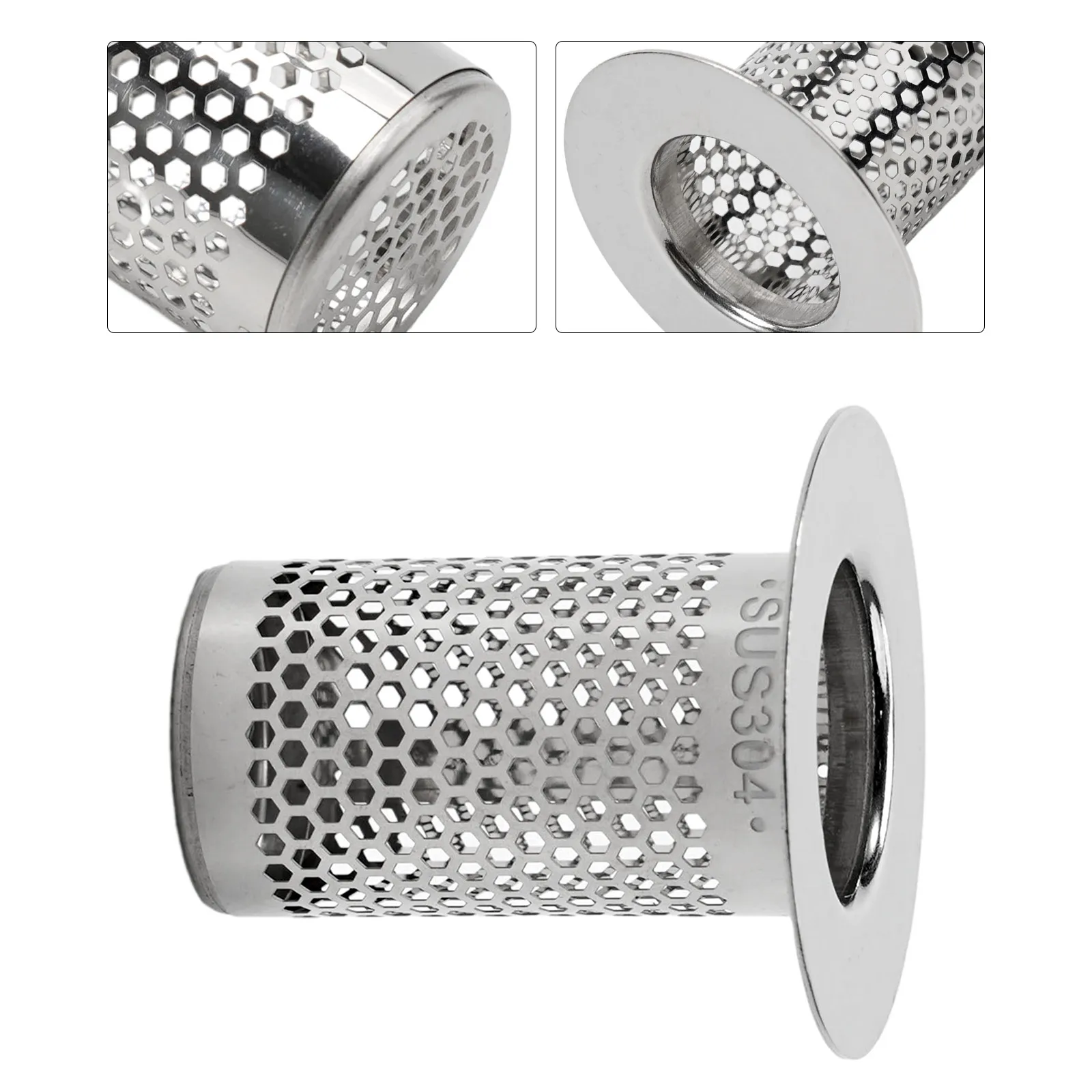 Sink Filter Drain Strainer Bathroom Stainless Steel Basket Waste Plug Hair Catcher Replacement Silver High Quality