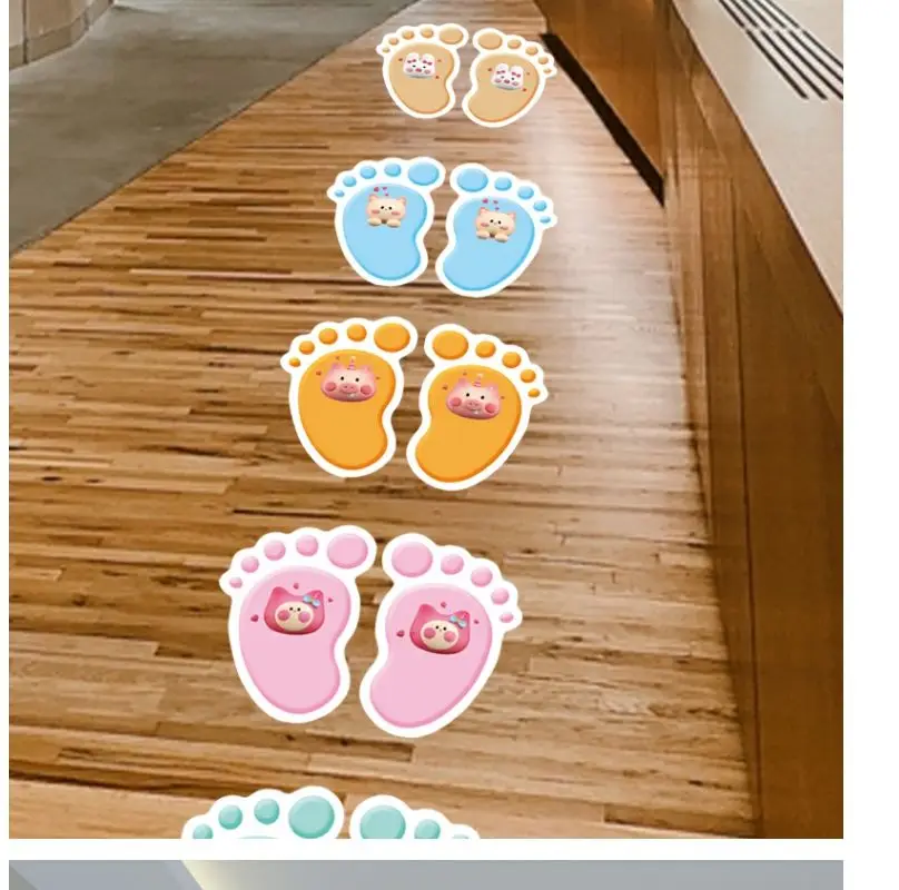 Nordic pequenos pés adesivo jardim de infância crianças escadas passos cartaz personalizado decoração do assoalho bonito à prova dwaterproof água anti deslizamento pegada