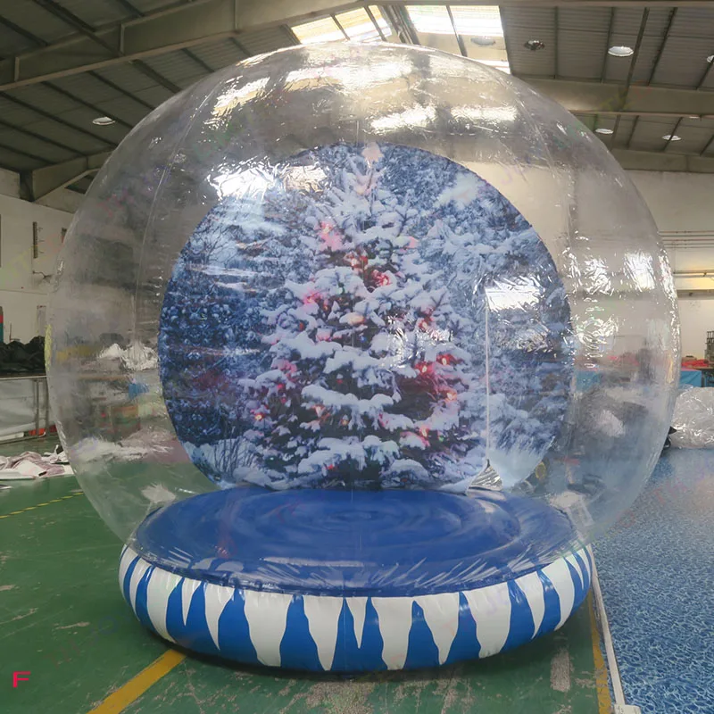 Bola de nieve inflable de la cabina de la foto clara del tamaño humano de la tienda inflable del globo de nieve de la Navidad