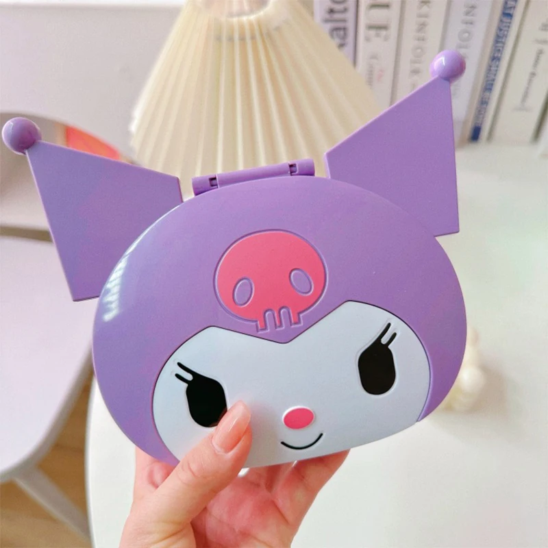 Sanrio Kawaii Kuromi Jewelry Box with Mirror for Girls Heart Shaped Cartoon Cute Organizer Cosmetic Organizer Gift for Kids