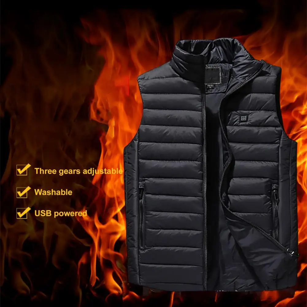 Men Heating Waistcoat Cotton Padded USB Heating Vest Thermostat 3 Temperature Modes for Parents Warm Winter Heated Vest 열선조끼