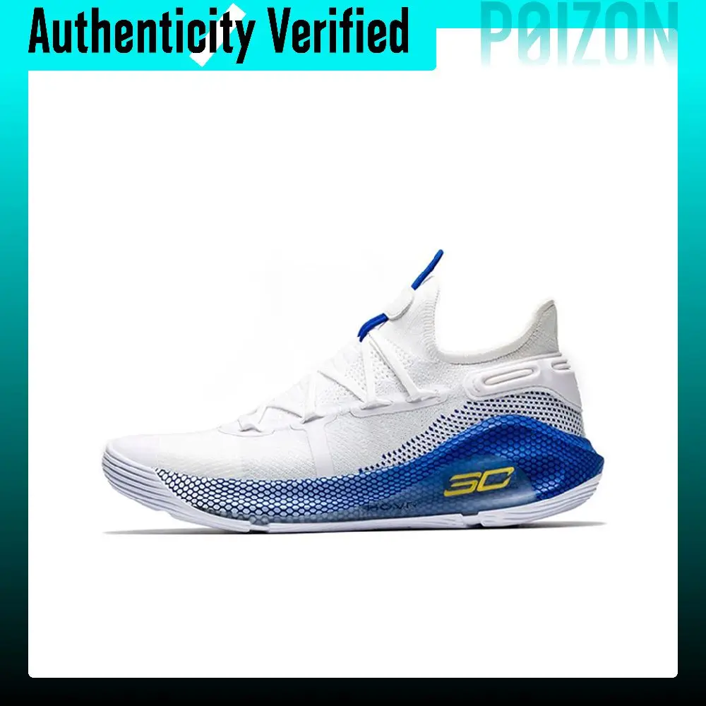 Under Armour Curry 6 Cushioning Breathable Support Lightweight Low top Performance Basketball Shoes Men's White 3020612-103