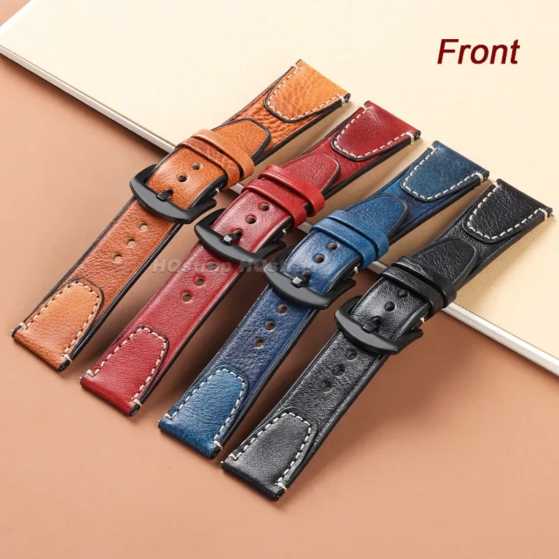 18mm 20mm 22mm Leather Strap Vintage Cowhide Watchband Quick Release Universal Wristband for Seiko for Rolex Replacement Band