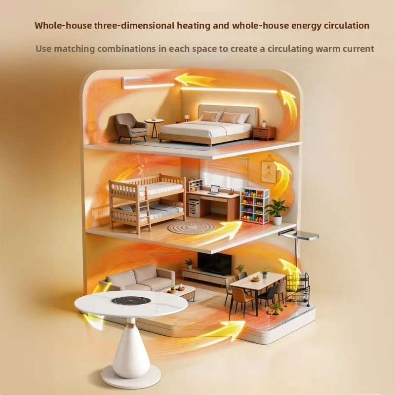 Multifunctional constant temperature heating table indoor small apartment meeting round table intelligent