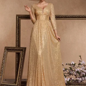 Lucyınlove-resmi gece elbisesi kadın V Yaka uzun kollu mavi-siyah, parti, düğün, balo, maksi elbiseler, 2024 6 Büyük satış, giydirme partisi, gök mavisi-no. 6