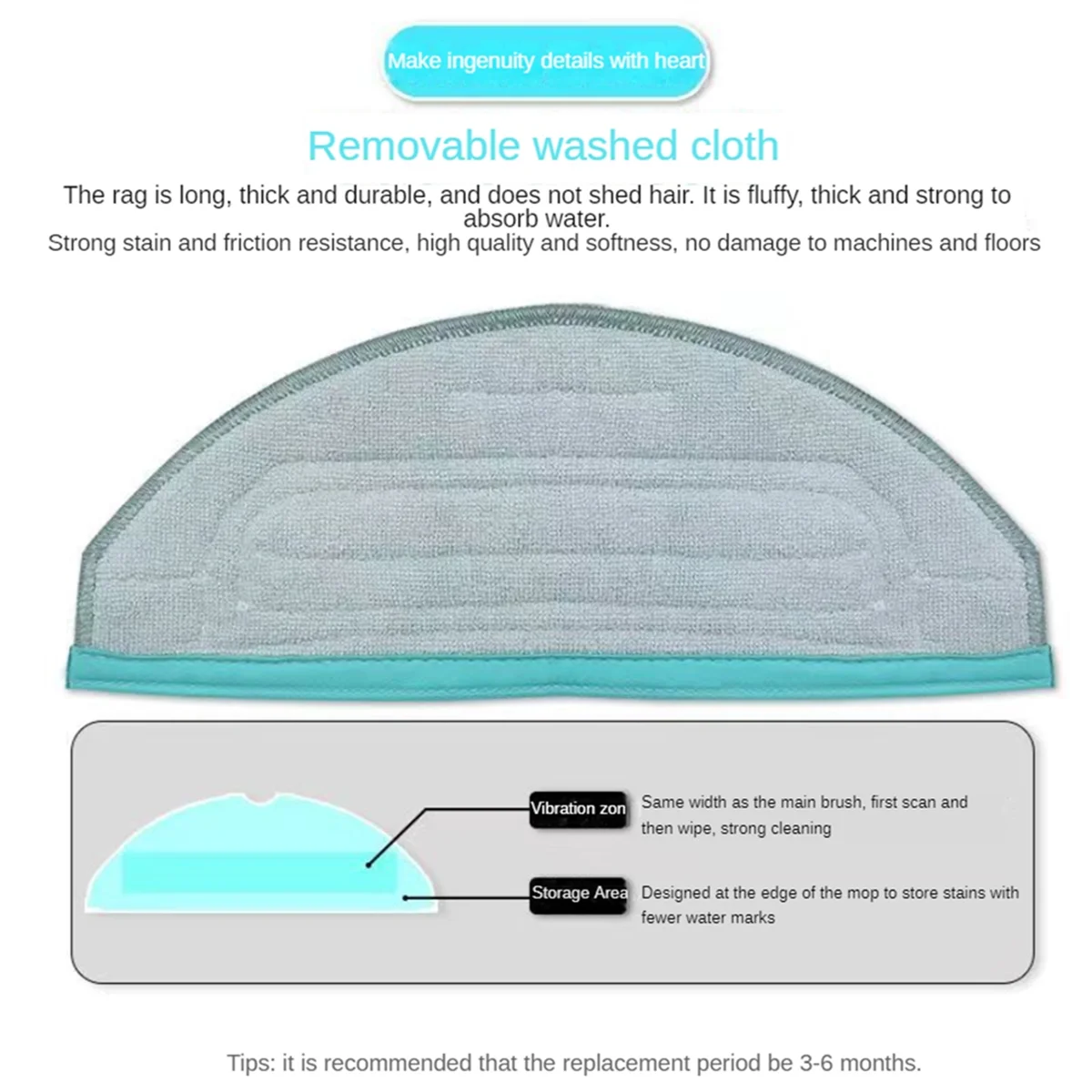 للمكعب، قماش ممسحة لملحقات قطع غيار المكنسة الكهربائية الروبوتية CC