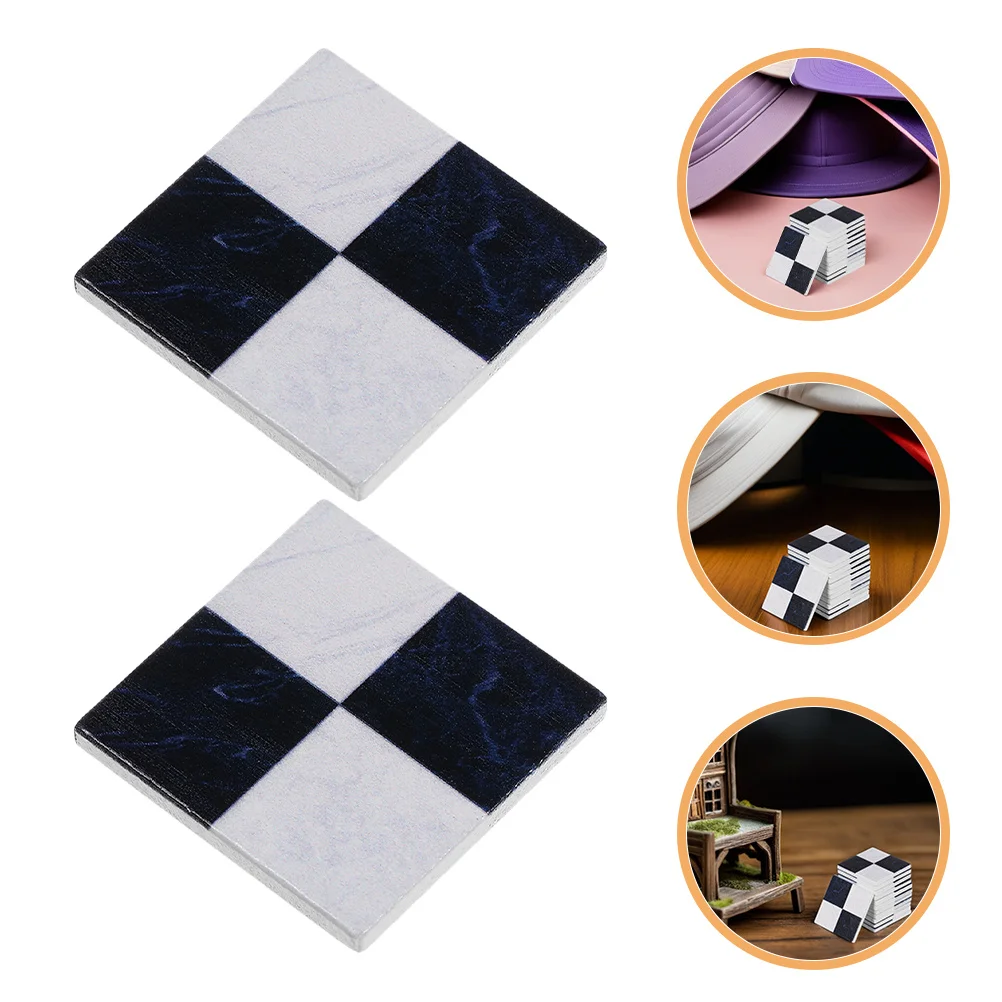 45Pcs Wood Checkerboard Floor Sheets Miniature Flooring Set Tiny Floorboards for Mini House Building DIY Craft Accessories