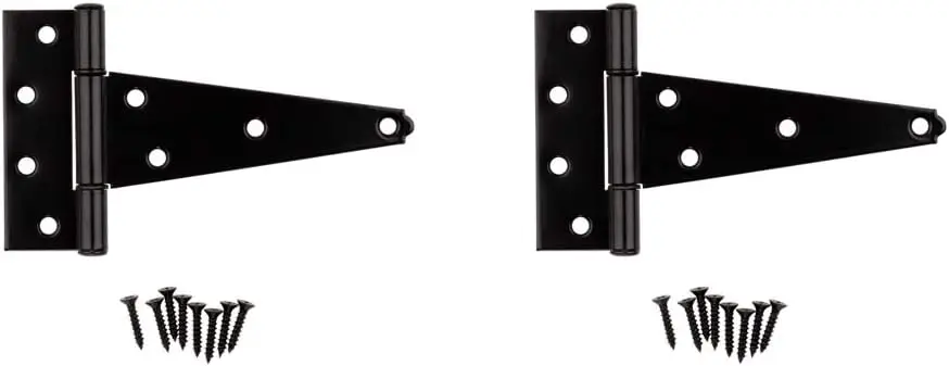 N129-155 V286 Extra Heavy T Hinges in Black, 2 pack,6 Inch