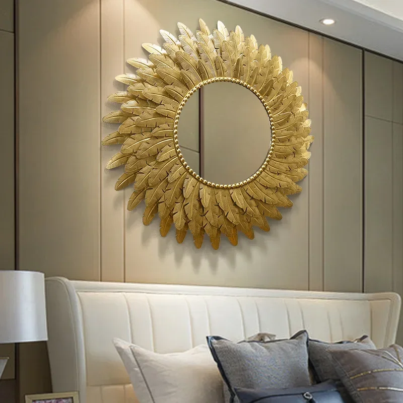 Large Decorative Mirror Wall Makeup Glass Gold Round Bedroom Decorative Mirror Full Body Espejo Redondo Room Decor Aesthetic