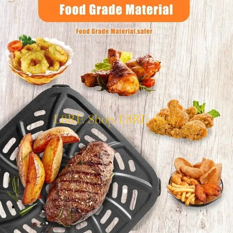 L8RE Square Air Fryers Plate Liners 6QT Metal Air Fryers Pad Carbon Steel Air Fryers Accessories Suitable for Baking Cooking