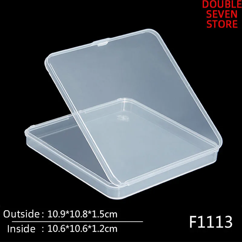 Inside 10.6*10.6*1.2cm PP Plastic Flat Square Electronic Storage box translucent box