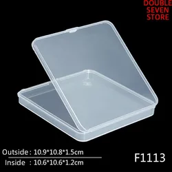 Inside 10.6*10.6*1.2cm PP Plastic Flat Square Electronic Storage box translucent box