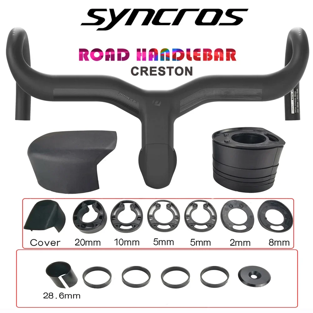 Syncros Creston Road Bicycle Carbon Handlebar Internal Wiring Integration Bike Carbon Fiber Handle 380-440mm 90/100/110/120mm