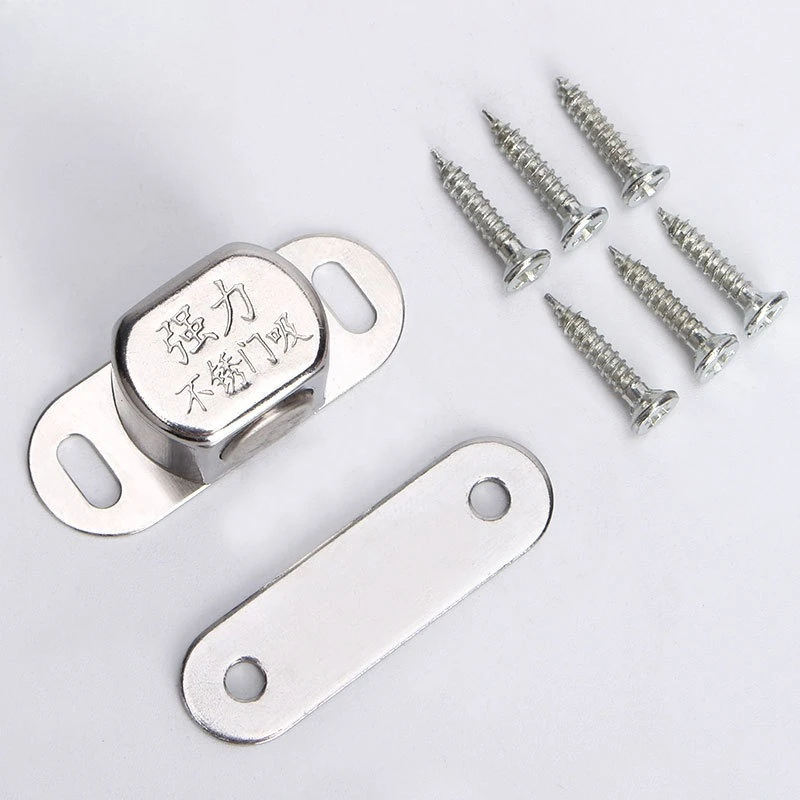 4 Pcs Small Magnetic Door Cabinet Catch Closure Latch Heavy Duty Lock Cupboard Stainless Steel Hook Magnets
