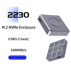 2230 NVMe SSD Enclosure, PCIe USB3.2 10Gbps Aluminum M.2 Case Portable External 2230 Box Supports UASP TRIM Write Protection