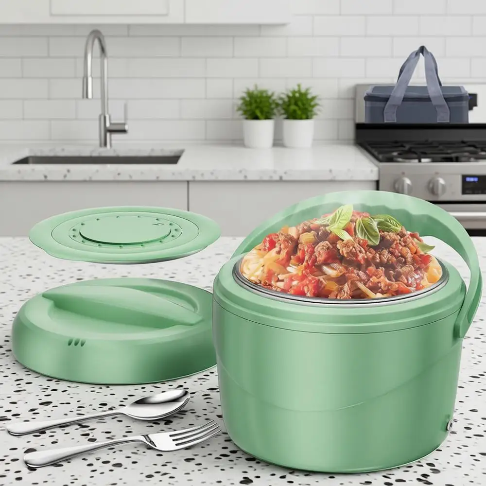 

Электрический ланч-бокс, 80 Вт, с подогревом, 12 В/24 В/110 В, портативный подогреватель еды с таймером, вилка и ложка из нержавеющей стали, I