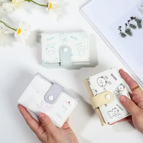 Mini Women Wallet Cute little animals PU Leather Credit Card Holder Wallets Money Bag Girl Coin Pouch Tri-fold Wallet