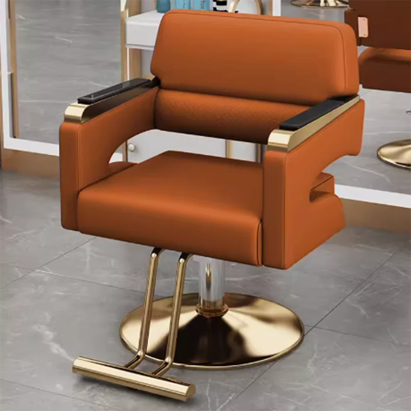 

Barbershop Hair Salon Barber Chair Cosmetic Makeup Swivel Luxury Reception Chair Adjustable Silla De Barbero Salon Furniture