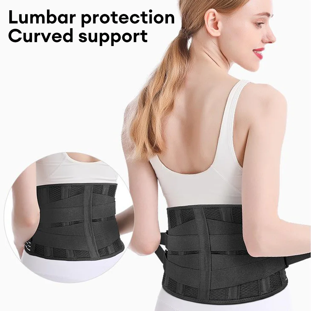 Soporte lumbar ortopédico antideslizante, cinturón de soporte de cintura transpirable para alivio del dolor en el gimnasio, 6 estaciones