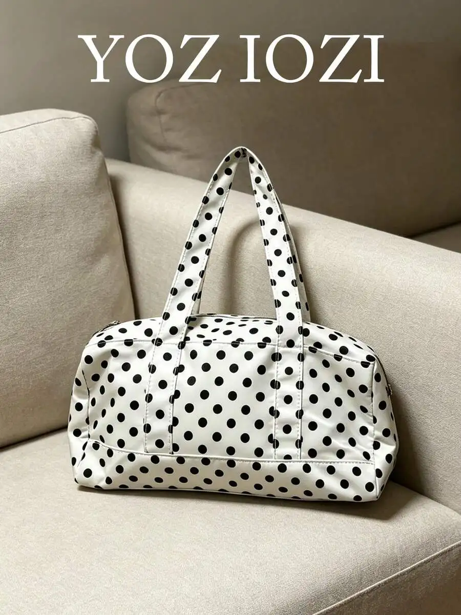 

Polka Dot Nylon Tote - Large Capacity Lightweight Bag for Commute Yoga Travel