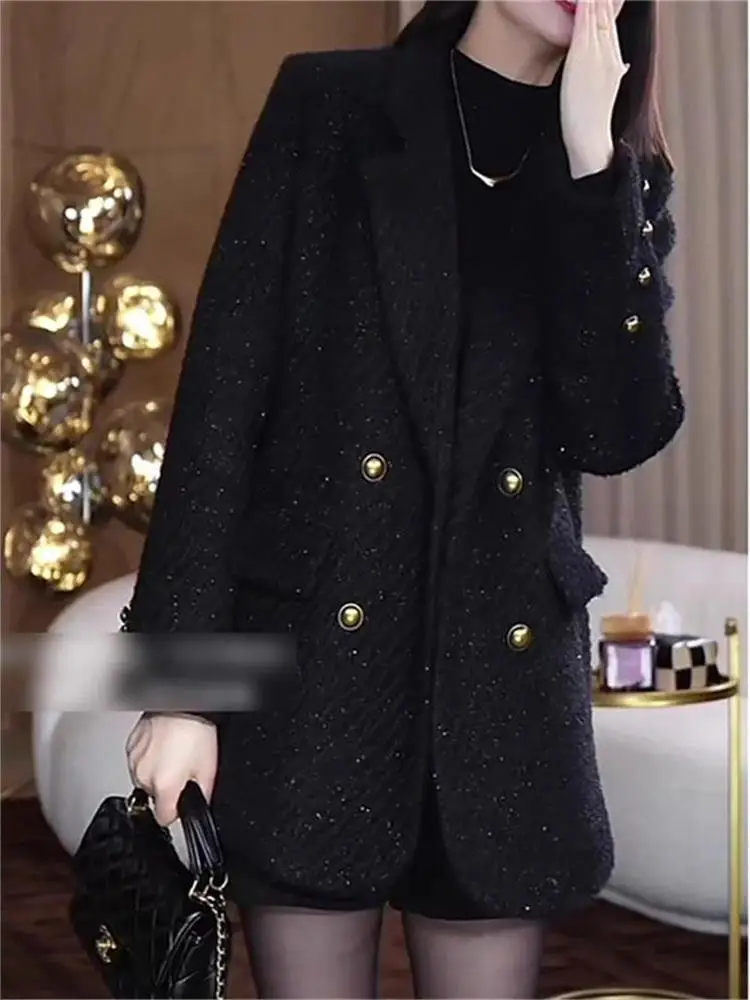 Ele Bla Abito casual con risvolto da donna Faionable plus Size Primavera Autunno Nuovo Sle Produzione cinese Cappotto lungo Sve ort