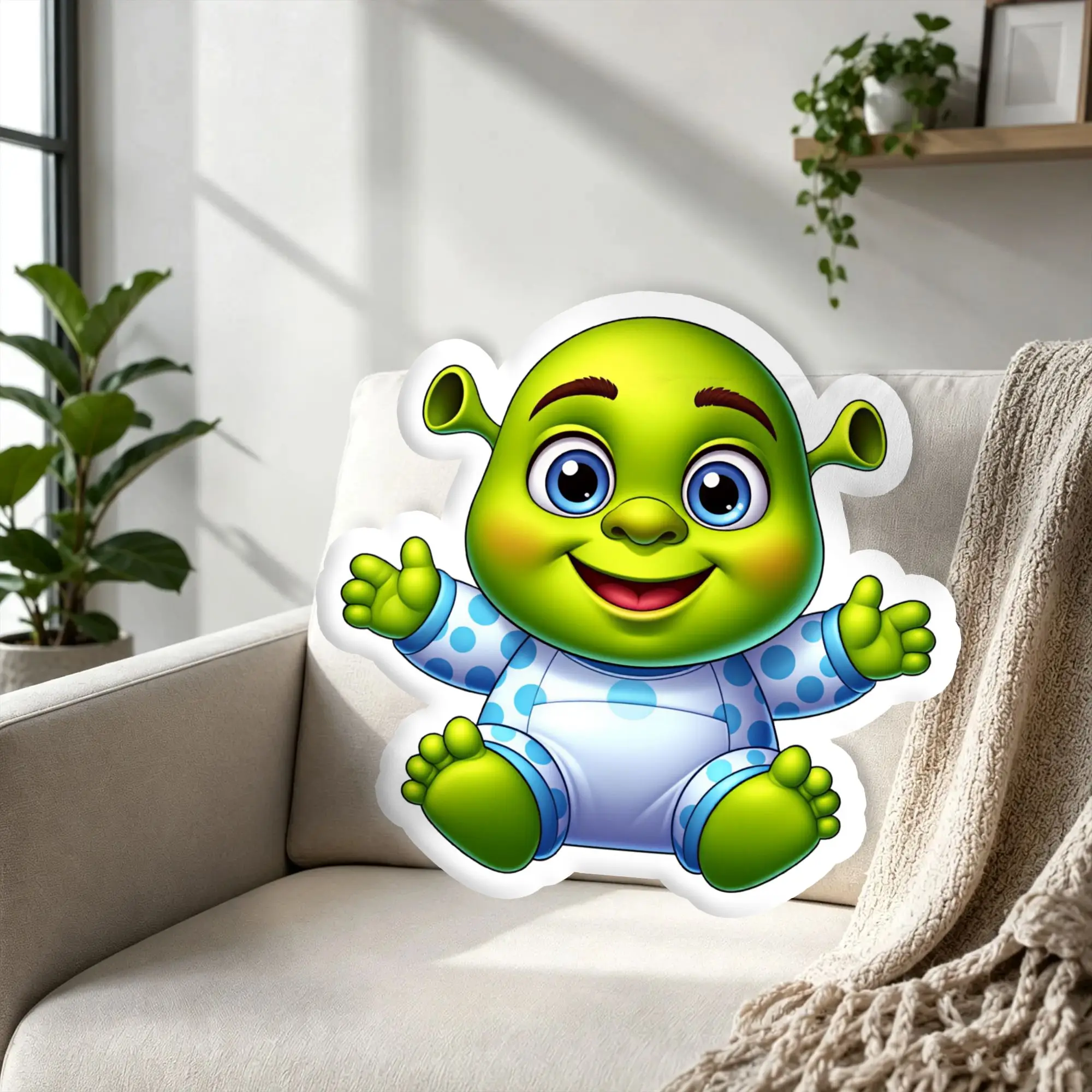 Customized Humorous Green Ogre Cartoon Hot Throw Pillows Soft Cute Plush Cushions for Bed Sofa Decoration Home