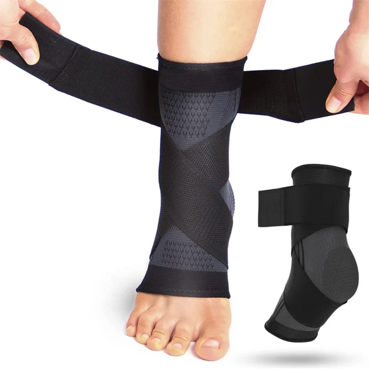 Ultimate Premium Adjustable Compression Ankle Brace - High Stability and Comfort for Running, Basketball, Soccer, and Gym - Top-