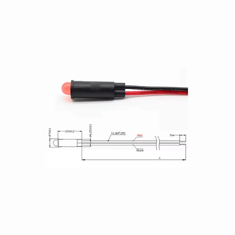 

"6mm 1/4 inch 3V 5V 6V 12V 24V 110V 230V household water heater plastic panel LED indicator holder with wires"