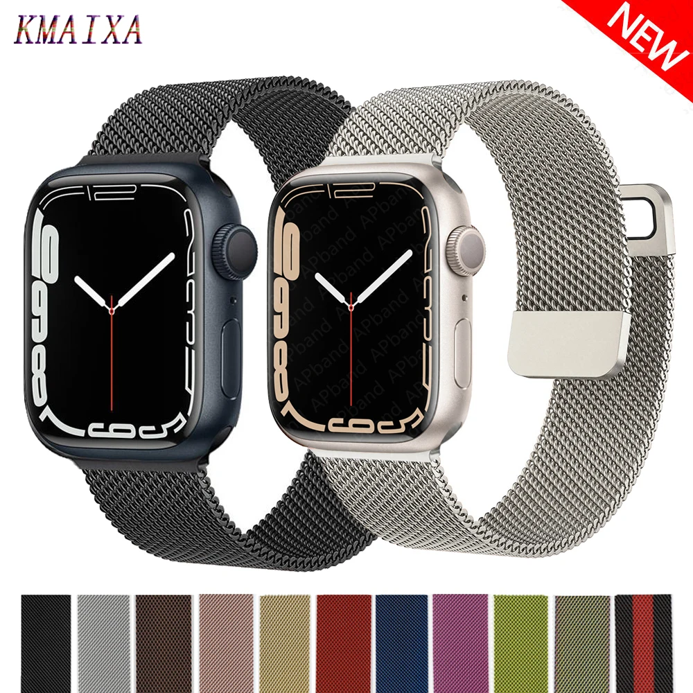 Correa Milanese Loop para Apple watch, pulsera de Metal, 44mm, 40mm, 45mm, 41mm, 38mm, 42mm, 44mm, accesorios para iWatch serie 3, 4, 5, 6, se, 7