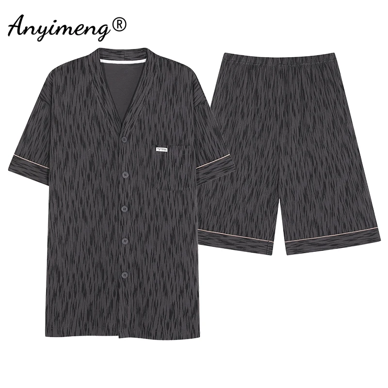 New Summer Pajamas for Men Fashion Plus Size L-4XL Pijamas Kimono Janpanese Homewear V-neck Man Pjs Soft Cool Sleepwear