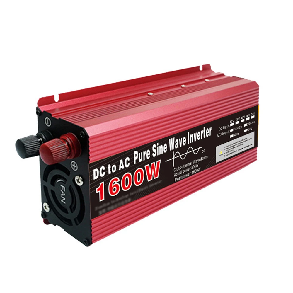 محول موجة جيبية نقية تيار مستمر 12 فولت إلى تيار متردد 220 فولت 1000W1600W2200W3000W محول طاقة محمول محول طاقة شمسية